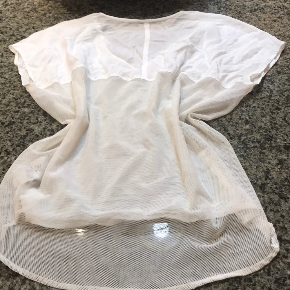 Guess white top with net accent